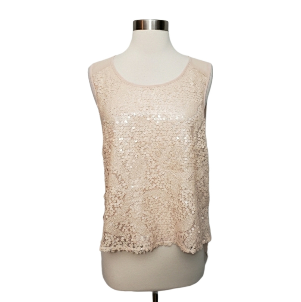 NWT Nordstrom LUSH Small Pale Pink Sequin Sheer Tank Top